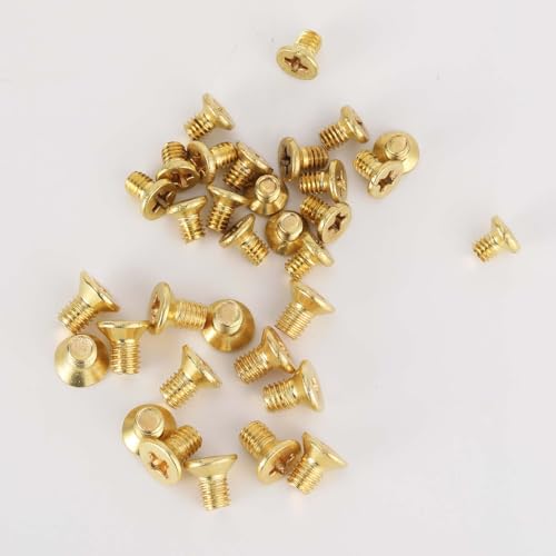 60pcs M3x5mm & M2.5x4mm Flat Head Countersunk Screws Replacement Kit, Gold-Plate Hardware Repair Belt Buckle Screws with Screwdriver for Women Handbag Colorful Wallet Quilted Crossbody Bag