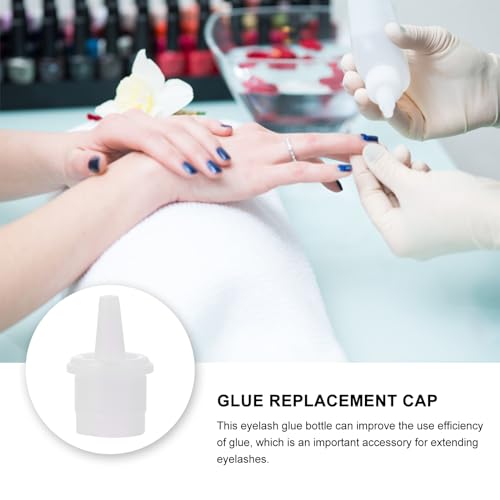 FRCOLOR 100pcs Eyelash Extension Bottle Plug Replacement Caps Eyelash Grafting Adhesive Nozzle Caps for Lash Glue Bottles Salon and Personal Use Fits Most Bottle Mouths 2x1.3cm White