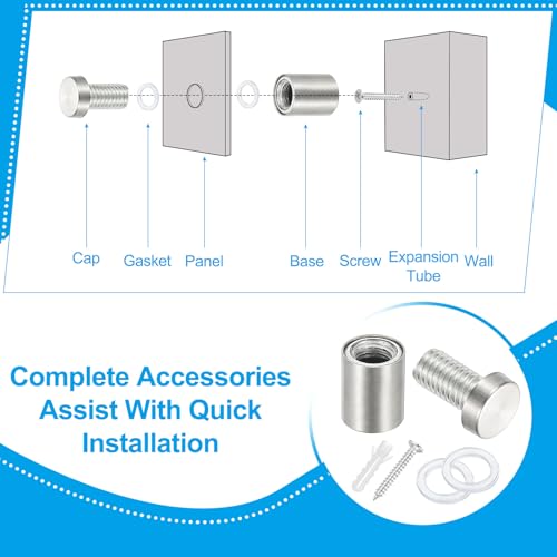 PATIKIL 1" x 3.2" Standoff Screws, 8 Pack Stainless Steel Wall Mount Sign Standoffs Mounting Hardware Advertising Nail for Hanging Acrylic Picture Frame, Silver 1" x 3.2"