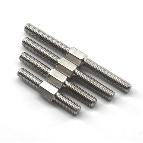 (4 Pieces) M12x100mm Hex Double End Threaded Stud With Right Hand thread and Left Hand thread 304 Stainless Steel Equal Thread Length Rod Bolts