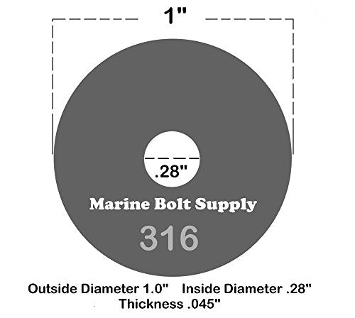 1/4 x 1" Fender Washers Type 316 Stainless Steel (Pack of 100) Marine Bolt Supply