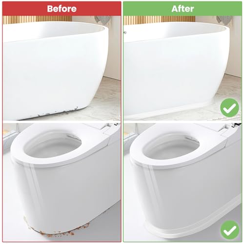 SNAIL GARDEN 4 Rolls White Sealant Caulk Strip,Upgraded Non-Trace Caulk Tape,Self Adhesive Caulking Tape for Toilet Base,Bathroom, Bathtub, Kitchen,Wall Floor(3.2M×3.8CM)