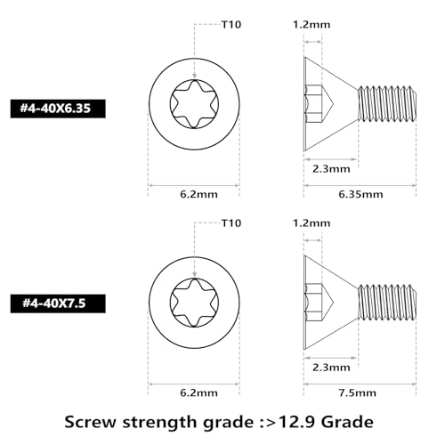 ohhunt Screws Set 30Pcs for Red Dot Sight Optics and Mount Includes #4-40 in 6.35mm/7.5mm/8.5mm/9.52mm/11.11mm Length 5 Sets of Screws 6 in Each Set