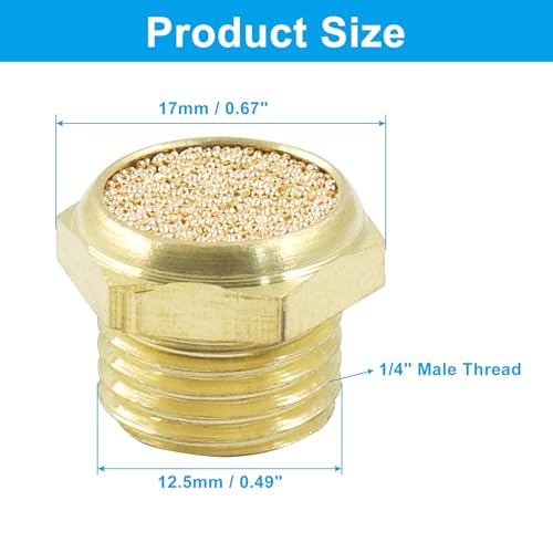 Bonsicoky Brass Pneumatic Exhaust Mufflers, 3 Pack, 1/4" Male Thread