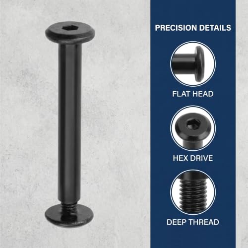 20 Sets M4 x 35mm Binding Post Screws, 304 Stainless Steel Black Oxide Screw Rivets with Hex Cap Nuts for Leather Craft, Furniture Repair, Bookbinding – Black