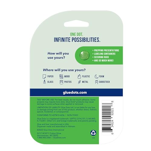 Glue Dots, Roll for everyday uses, ½”, .5 Inch, 300 Dots, Movable, Repositionable, Multi-Functional, Label Containers, Glue Stick and Tape Alternative, Clear 1 Pack