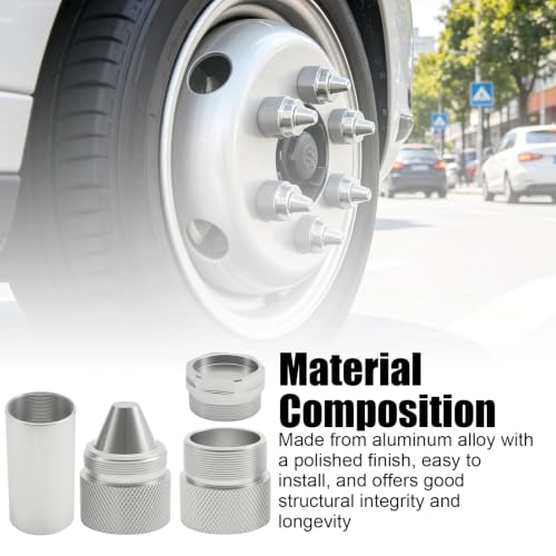 12 Pack Silvery 1.375''X24 Cone Shaped Replacement Parts, Aluminum Alloy Sealed End Caps, Replacement for Kenworth Peterbilt and Freightliner Truck Models silver