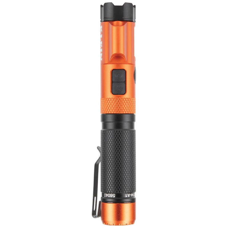 KLEIN TOOLS 56040 Magnetic LED Flashlight, 350 Lumen Rechargeable Flashlight, Twist Focus, Laser Pointer, Hands-Free, USB Charging Cable, for Work and Outdoor