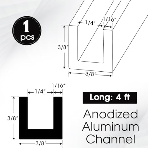 Yaocom 2 Pcs 4 ft 1/4" U Channel Aluminum,Metal 6063