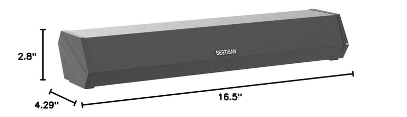 Bestisan Sound Bars for TV, 16'/50W Small Soundbar for TV, Sound Bar with Depths Sound Enhanced/DSP/Bass+/3EQ, Surround Sound Speakers for TV Works with HDMI ARC/CEC,Optical/BT/PC … 16inch Black