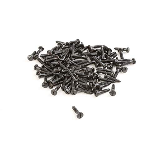 Renovators Supply Manufacturing Slotted Pyramid Head Screws 3/4 in. Steel Black Screws Pack of 100 Pieces 3/4" Slotted Wood Screws-Pack of 100