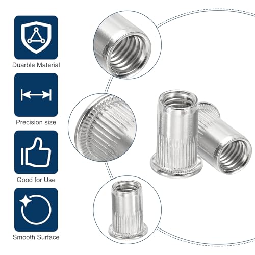 uxcell 244Pcs Rivet Nut 304 Stainless Steel M3 M4 M5 M6 M8 M10 Silver
