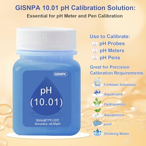 pH Calibration Solution and pH Buffer Calibration Solution Kit (4.00, 7.00, 10.01) with Storage Fluid, 50mL Bottles for pH Meters, Pool, Hydroponics & Home Use