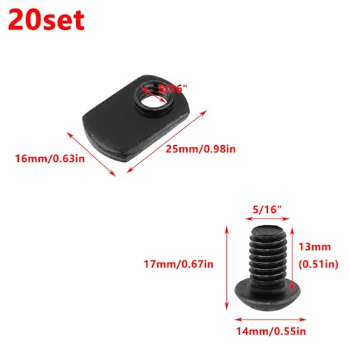 Antrader 5/16"-18 Threaded Centered Slide in Economy T Nuts with Bolt