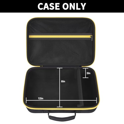 Hard Storage Tools Case, Store for DeWalt Drill Tools & Angle Grinder/for AstroAI Tire Inflator and More - 12"x8"x2" with Mesh Pocket & Comfort Handle Yellow