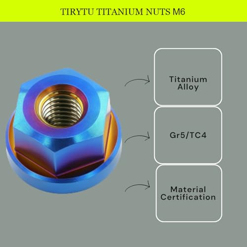 10PCS Titanium Flange Hex Nut M6, Burnt Blue M6 1.0mm Pitch