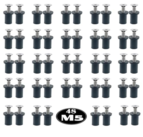 48 Pairs M5 Neoprene Rubber Well Nuts for Kayak with Brass Inserts Black 48 Pairs 5mm Rubber Well Nuts