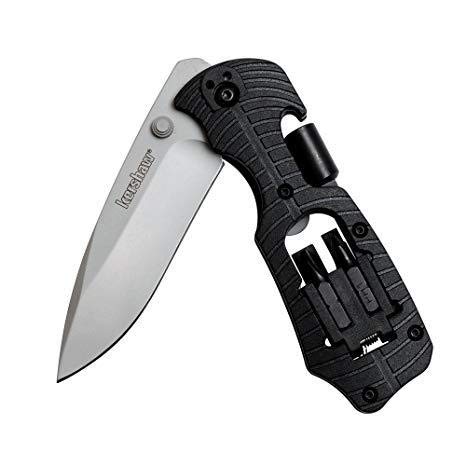 Kershaw Select Fire Multi-Function Pocket Knife, 4-piece Bit Set and Driver, 3.4" 8Cr13MoV Steel Blade, Manual Washer Folding EDC Pocketknife