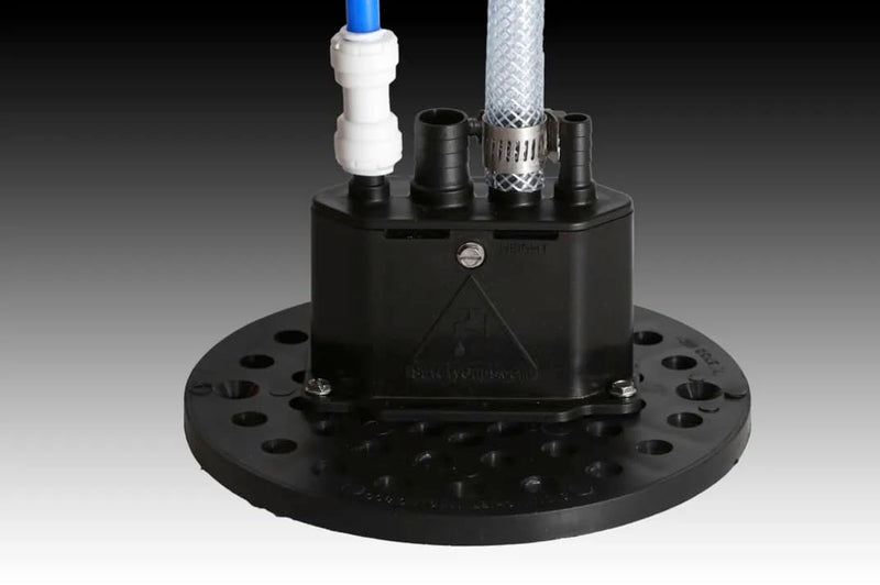 Water Softener Air Gap with 3/8", 1/2" and 5/8" Hose Inlet Ports with Adjustable Height for Floor Drain Cover (Safety Gaps Model Number: DC-225-400 Black)