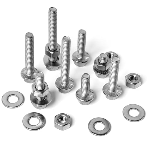 1/4-20 Flange Hex Bolts Screws Hex Nuts Flat Washers Kit, Stainless Steel 304, Fully Threaded Hex Bolt 1/4-20 x 1/2" 3/4" 1" 1-1/4" 1-1/2" 1-3/4" 2" Length