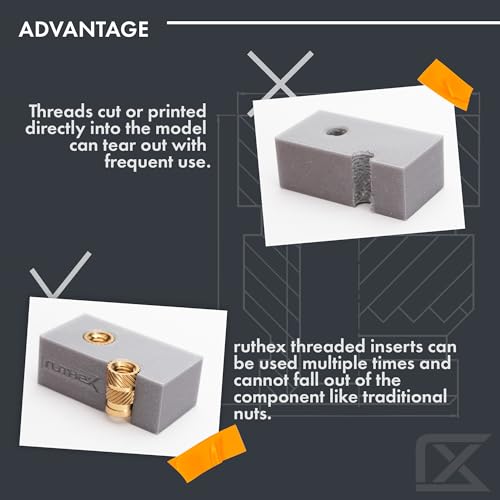 ruthex Threaded Inserts #2-56 + #4-40 + #8-32 + #10-24 Assortment Box - 70 + 100 + 50 + 50 Pieces - Brass Heat Set Insert for Plastic - Inches UNC knurled Nuts - by Heat into 3D Printing Components Box #2-56 #4-40 #8-32 #10-24 UNC Threaded Insert