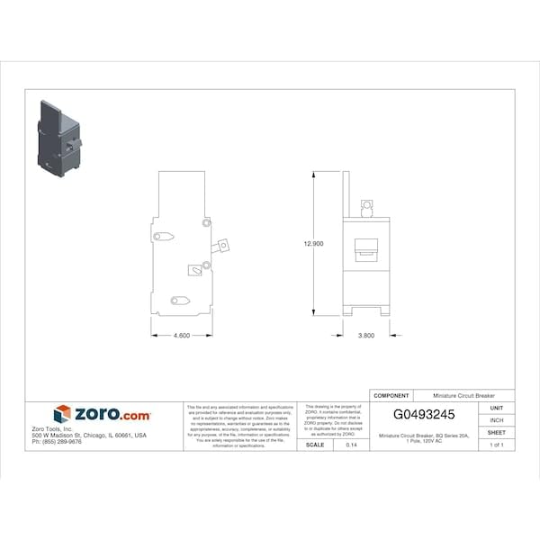 SIEMENS BQ1B020 20-Amp Single Pole 120-Volt10KAIC Lug In/Lug Out Breaker