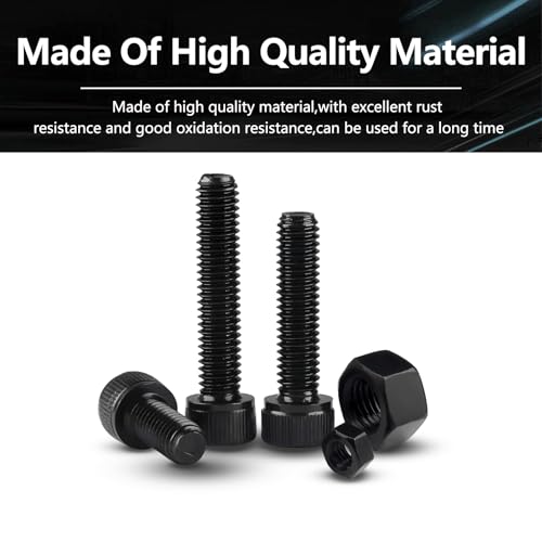 Hex Socket Head Cap Screws Nuts Kit 415pcs Black 12.9 Class Metric Thread Allen Hexagon Machine Bolt Nuts Metal Standard Fastener Hardware Alloy Steel Assortment Kit for Mechanical Components M3 M4 M5 M3M4M5-415pcs