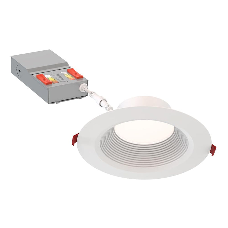 Juno LED Recessed Lights 6 Inch Round Wafer Downlight, 5-in-1 Switchable White Color Temperature, Adjustable Brightness, Deep Regressed Baffled Trim, 6-Inch, Matte White Deep Baffle Trim