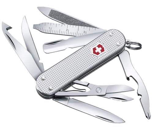 Victorinox Mini Champ Alox Swiss Army Knife,15 Functions, Silver | Orange Peeler | Cuticle Pusher | swiss army knife | small swiss army knife | medium pocket knife for men | everyday carry