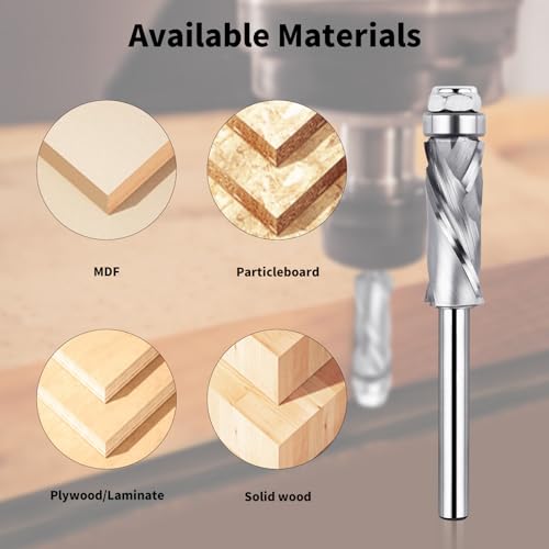 Extra-Long Bottom Bearing Spiral Flush Trim Router Bit 1/4" Shank