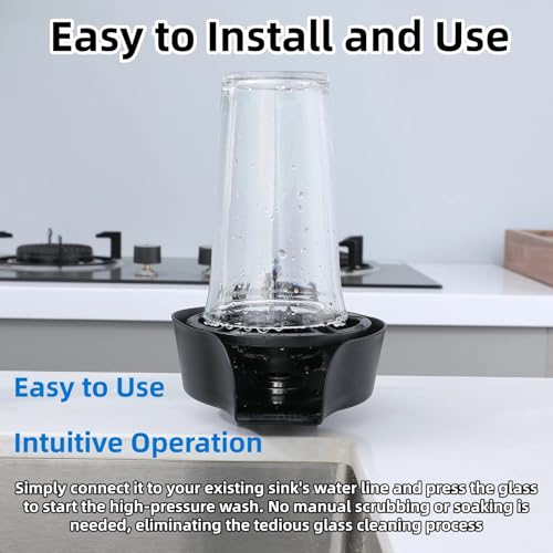Glass Rinser for Kitchen Sink, Cup Washer, Cup Cleaner, Bottle Washer, Glass Cleaner, Bar Sink Attachment, Pull Out Sprayer (Golden)