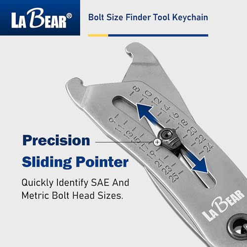 LABEAR Bolt Size Finder Tool Keychain, SAE Metric Nut & Bolt Gauge (Pack of 3) 8-25mm Size Identifier Gauge (Pack of 3)