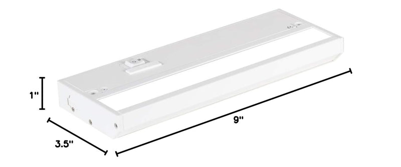 LED Under Cabinet Lighting Hardwired - 3CCT 9 Inch White Finish - Undercabinet Lights for Kitchen - Linkable Undercounter Dimmable Plug in Light or Hard Wired - Under Counter Fixture Direct Wire