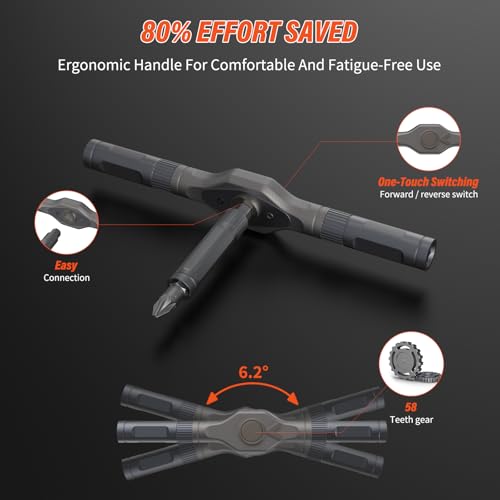 66 in 1 Magnetic Screwdriver Set, S2 Steel Bits Ratchet Screwdriver Tool Set, Portable Repair Tool Kit for Furniture, Computer, Bicycle, Electronics – Gift for Men Dad Black 66pcs