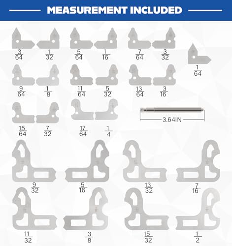 25 Pc Radius Gauge Set 1/64''-1/2'' Gauges with Holder, 3602-5021 25