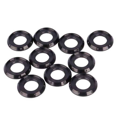 10Pcs Titanium Flange Washer M5 M6 M8 M10 Spacer Washer for Motorcycle Car (Black, M10) Black
