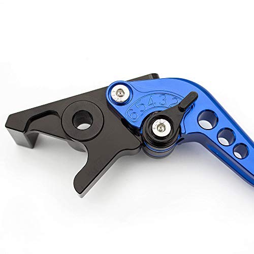 FXCNC CNC Aluminum Short Adjustable Brake Clutch Levers Compatible with YFM700 Raptor 700 R 2008-2022, YFZ450 YFZ450R YFZ450X 2008-2020, YFM250 Raptor 2008-2013, Raptor 250R 2011 Blue Lever with Black Adjuster