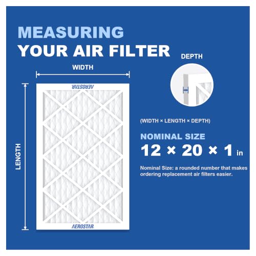 Aerostar Air Filter 12x20x1 MERV 13 AC Filter, HVAC, Furnace Filter, 6 Pack