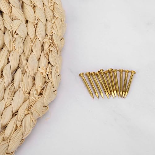 Brass Round Head Nails Brass Escutcheon Pins Brad Nails 100 Pieces 4 Sizes 10mm 15mm 18mm 22mm for Furniture Hinges DIY Antique Decorative (22mm long thickened) 22mm long thickened