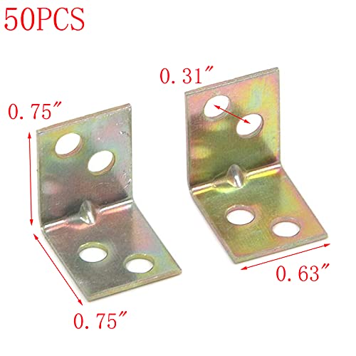 MY MIRONEY 50PCS Heavy Duty Corner Brace 0.63" x 0.75" x 0.75" 0.75" x 0.75"; Zinc Plating; 50PCS