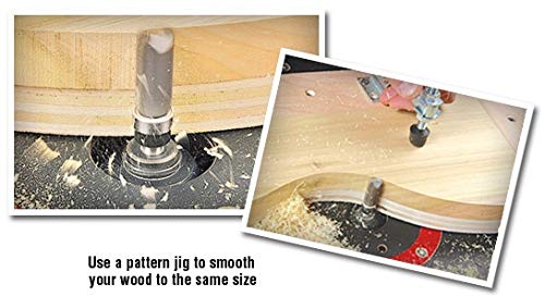 Amana Tool 45371 Carbide Tipped Flush Trim Plunge Template 5/16 D x 1 CH x 1/4 Inch SHK w/Oversized Upper Ball Bearing Router Bit 5/16 Dia x 1 4" Shank