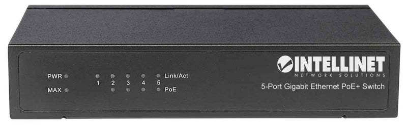 Intellinet 5-Port Gigabit Ethernet Poe+ Switch - 60W Power Budget, Power Output up to 30W Per Port, Unmanaged, Metal Case, Fanless - for Computer Networking Hub, Desktop, 3 Yr Mfg Warranty – 561228