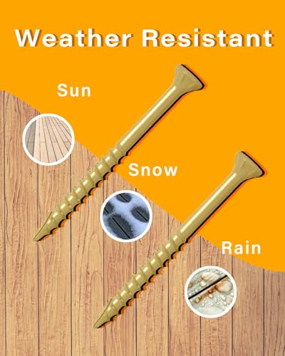 IMSCREWS #10 x 5 Inch Deck Screws Exterior Wood Screws Tan Coated Carbon Steel Star Drive T25 Coarse Thread Partial Thread with Type 17 Point 125 Pack #10 x 5"
