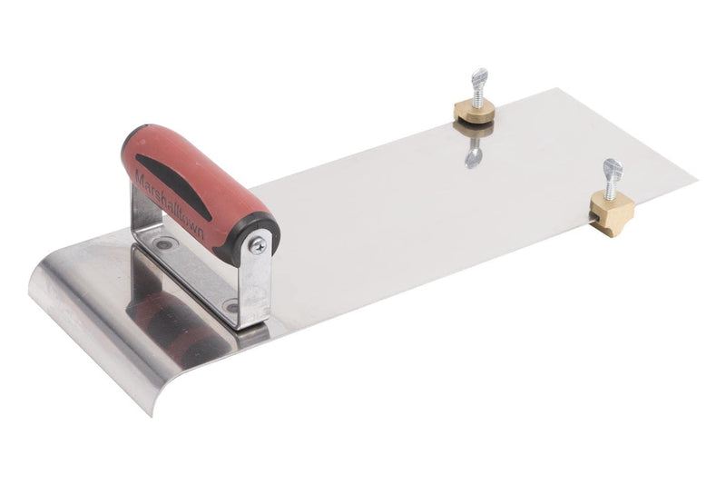 MARSHALLTOWN Stainless Steel Hand Edger with Adjustable Groover, Concrete, Curved, 14 Inch by 5 Inch, 1/2 Inch Edger Radius, 1/2 Inch Bit Depth, DuraSoft Handle, Assembled in USA, 3489D 1/2 in Groove x 1/2 in Radius