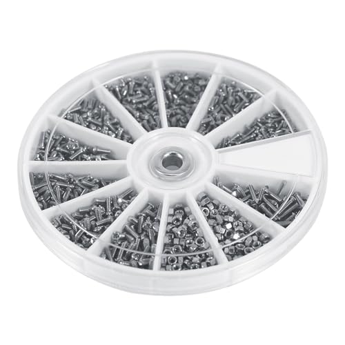 Screws Nuts Bolt Assortment Kit, 600Pcs 12 Kinds M1 M1.2 M1.4 M1.6 Small Screws Bolts Repair Tool Accessory for Watches Glassess