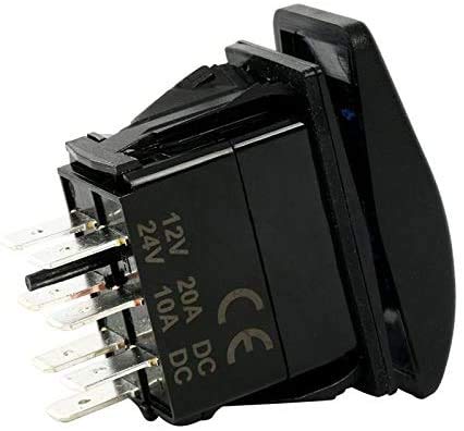 Amarine Made 4pcs of 12v 20A Rocker Switch Waterproof On-Off-On 2 Position Switch Boat Marine DPDT 7 Pin with 2 Led Lights (Blue)