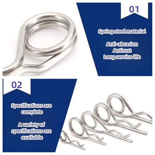 Steel Double Ring R-Pin Wave Pin, Quick Lock Clout Pin for Farm Lawn Garden Locking Fasteners (0.31x6.02in(8x153mm) 2Pcs) 0.31x6.02in(8x153mm) 2Pcs