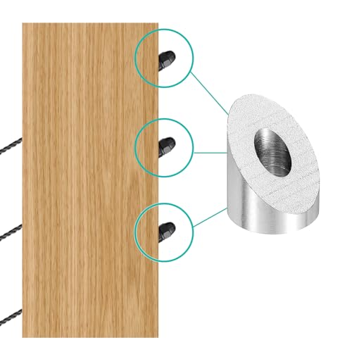 uxcell 20 Pcs 1/4 Inch 45 Degree Angle Beveled Washer, T316 Stainless Steel Angled Washer for Cable Railing Stair Ends Wood Metal Posts, Silver