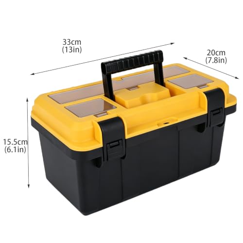 Hardware Organizer Box, 13 in Tool Box with Tray for Garage DIY