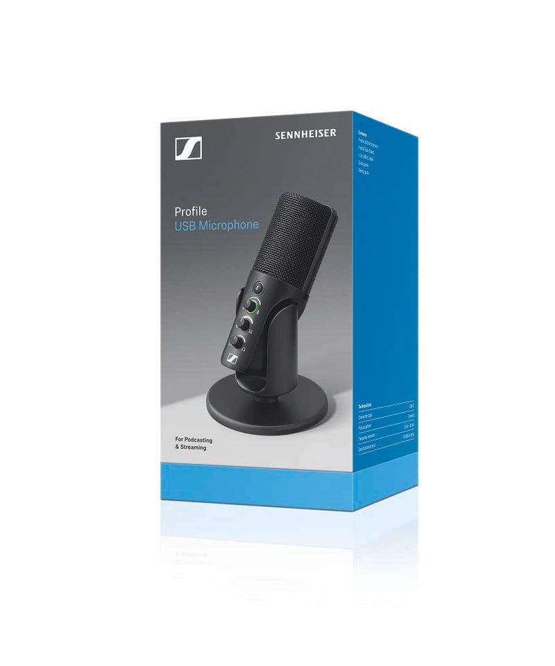 SENNHEISER Professional Profile - USB Cardioid Condenser Microphone & Table Stand, 1.2 m USB-C Cable - Mute Button, Built-in Headphone Jack, Gain, Mix & Volume Control, for PC & Mac,Black Profile Mic